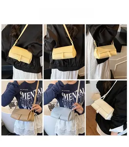 Collage de mannequins portant des sacs à bandoulière tressés en ivoire, marron et argent
