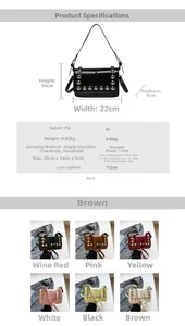 Detail view of rivet stud accents and PU leather texture on the small crossbody biker bag