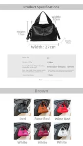 Detailed sizing chart and specifications for the stylish rivet crossbody bag with cross badge