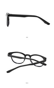 Detailed side and back view of kids black round silicone anti-blue light glasses frames