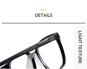 Detail view of lightweight black square frame glasses with soft silicone nose pads