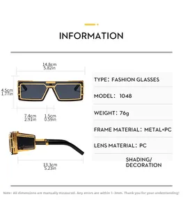 Guide détaillé des tailles pour lunettes de soleil punk à monture carrée en métal