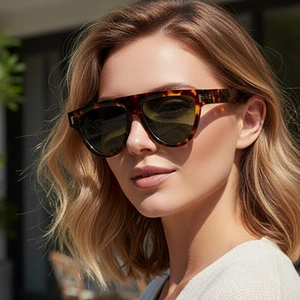 Retro oversized tortoiseshell sunglasses with dark lenses for fashion street style