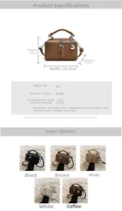 Spécifications de taille pour sac à main en cuir PU avec pendentif boule en métal