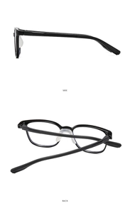 Detailed side and back views of kids' square black frame blue light blocking glasses