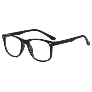 Black square frame kids anti-blue light glasses with durable silicone temple design