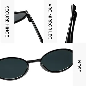 Détail macro des charnières métalliques et des branches ergonomiques des lunettes noires
