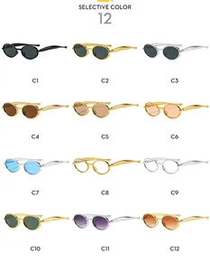Vue en grille de douze variantes de couleurs pour lunettes de soleil rétro en métal