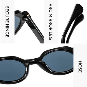 Vue détaillée des lunettes de soleil rétro avec charnières et branches courbées