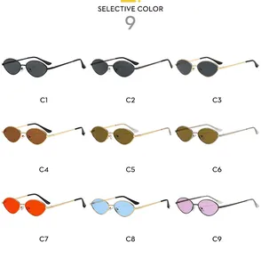Selection of retro oval metal sunglasses in nine stylish frame and lens color options