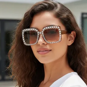 Lunettes De Soleil Carrées À La Mode Avec Monture PC En Strass Protection UV400 Y2K Retro Outdoor Lunettes Tendance Pour Femmes
