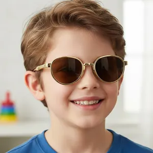 Retro Kids Sunglasses Round Lightweight Frame UV400 Protection Outdoor Travel Fashion Eyewear For Boys Girls