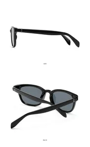 Détails de lunettes de soleil carrées noires avec rivets et vue arrière