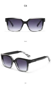 Vorder- und Seitenansicht der Y2K quadratischen Sonnenbrille mit schwarz-transparentem Verlauf