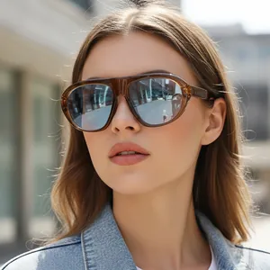 Lunettes De Soleil Aviateur Surdimensionnées Rétro Monture PC Protection UV400 Mode Streetwear Hip Hop Punk