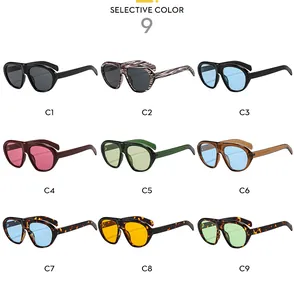 Nuancier montrant 9 variantes de lunettes de soleil pilote punk vintage surdimensionnées