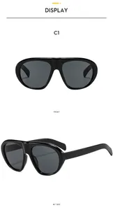 Détail de lunettes de soleil punk noires montrant la vue de face et de profil à 45°