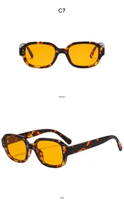 Detailansicht der Retro-Sonnenbrille mit Schildpattrahmen und orangen Gläsern seitlich