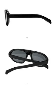 Vues latérale et arrière des lunettes de soleil punk avec montures noires brillantes