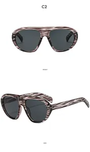 Vues frontale et latérale de lunettes punk hip-hop en ambre écaille et verres gris
