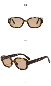 Retro-Sonnenbrille C9 im Leoparden-Muster mit braunen Gläsern und Nieten-Details