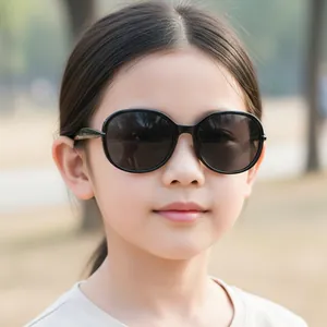 Lunettes De Soleil Rétro Pour Enfants Monture Ovale Carrée Protection UV400 PC Métal Mode Plein Air Voyage Garçons Filles