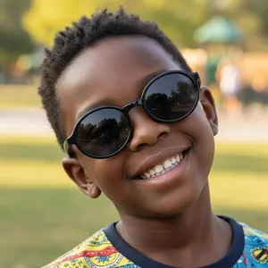 Kids Oval Sunglasses Retro Fashion UV400 Protection Outdoor Eyewear For Boys And Girls Trendy Personalized Style