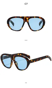 Vue détaillée face et côté de la monture écaille oversize avec verres bleu clair