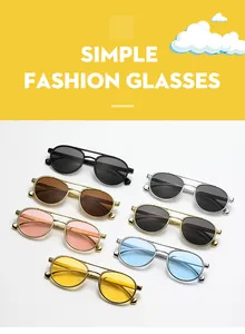 Variety of colors for children double bridge aviator sunglasses with metal frames