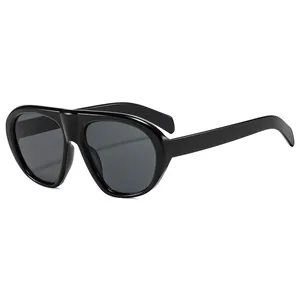 Lunettes de soleil punk aviateur noires à monture épaisse pour le cyclisme extérieur
