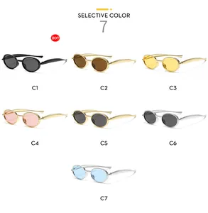 Selective view of seven color variations for oval metal frame retro kids sunglasses