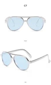 Occhiali da sole aviator bambino doppio ponte argento con lenti traslucide blu chiaro