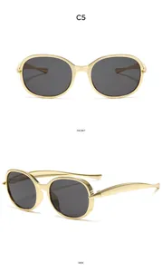 Détails de lunettes de soleil carrées dorées pour enfants avec verres gris