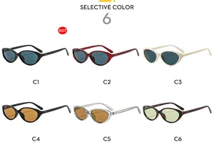 Selection of six retro oval cat-eye sunglasses colors including black and tortoiseshell