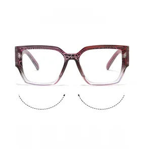 Detail view of square gradient frames with anti-blue light and UV protection lenses