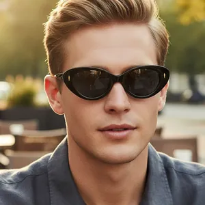Classic black cat-eye sunglasses with dark UV lenses and gold diamond accents