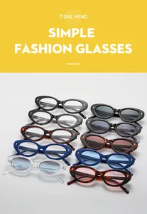 Detailed overview of oval cat-eye sunglasses collection with various frame colors