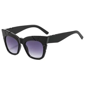 Chic cat eye oversized sunglasses with purple gradient lenses and geometric textures