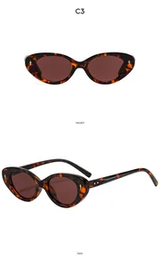 Detailed front and side views of tortoiseshell cat eye sunglasses with metal rivets
