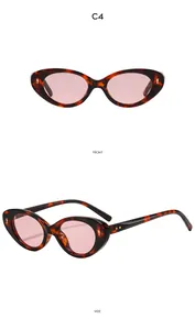 Detailed front and side view of cat-eye sunglasses in tortoise shell frame with pink lens