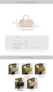 Detailed size specifications for minimalist PU leather crossbody bag in multiple colors