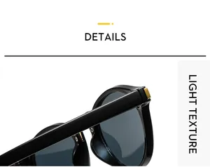 Detail of glossy black cat-eye sunglasses featuring golden square metal accents