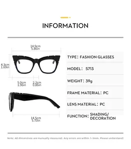 Size chart showing exact dimensions and weight of these stylish oversized blue light glasses