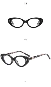 Front and side detail of vintage cat eye sunglasses with marble pattern temples