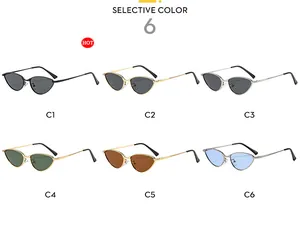 Vue en grille de lunettes de soleil vintage œil de chat en métal en six couleurs