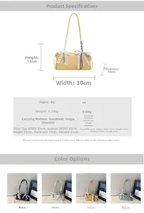 Detailierte Größentabelle und Farbauswahl für die minimalistische PU-Schultertasche
