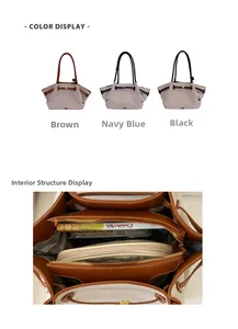 Detail view of large capacity tote bag colors and interior zip compartment layout
