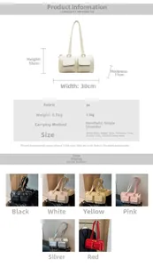Detailed technical specifications and dimensions of the PU leather cylinder shoulder bag