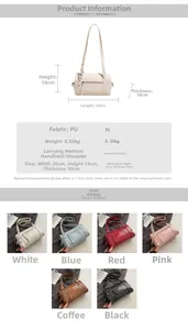Detailed size dimensions and color options for the stylish PU leather boston handbag