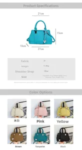 Detailed size guide and color options for the lychee pattern faux leather handbag